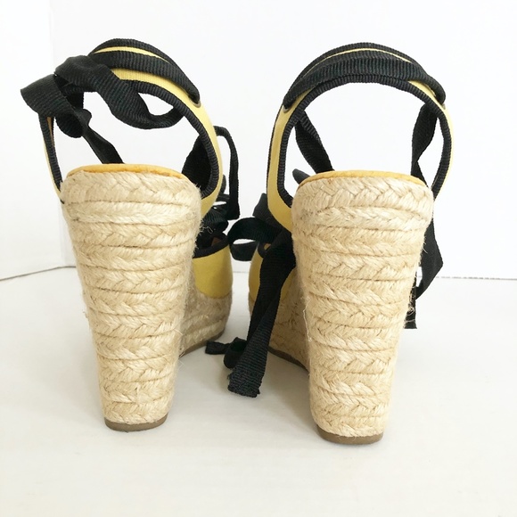 Philip Simon Yellow Peep Toe Espadrille Wedge - Picture 4 of 9